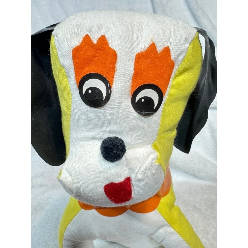 Vintage Carnival Prize Plush Dog Lot 3pc Kitsch Retro Stuffed Animal Yellow Blue